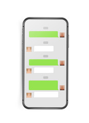 Aufkleber - Modern frameless smartphone mockup with chat interface layout. Vector clip-art isolated on