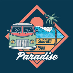 car for surfing trip print 