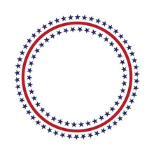 USA Star Vector Pattern Round Frame. American Patriotic Circle Border With Stars And Stripes Pattern.