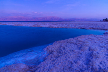 Wall Mural - Sunset view of salt formations in the Dead Sea