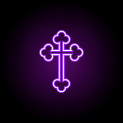 Poster - orthodox cross outline icon. Elements of religion in neon style icons. Simple icon for websites, web design, mobile app, info graphics