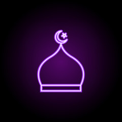 Poster - mosque dome outline icon. Elements of religion in neon style icons. Simple icon for websites, web design, mobile app, info graphics