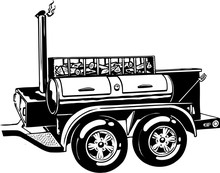 Mobile Barbecue Vector Illustration