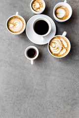 Aerial view of various coffee