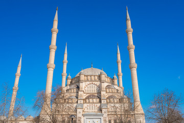 Wall Mural - Sabanci Central Mosque in Adana, Seyhan city of Turkey with blue sky with mosque minarets. 