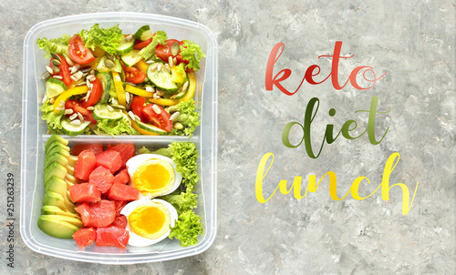 Banner With The Inscription In English Keto Diet Lunch Box A