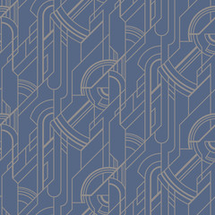 Seamless art deco vintage dark blue pattern