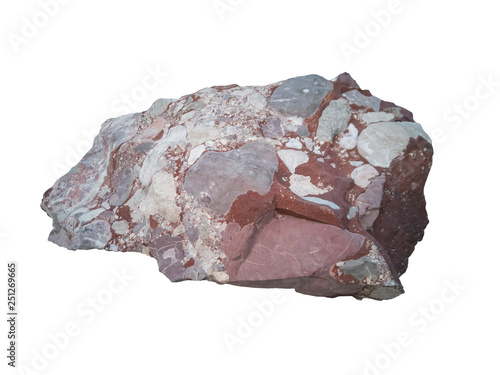 Cuadros en Lienzo Conglomerate stone isolated on white background with clipping path