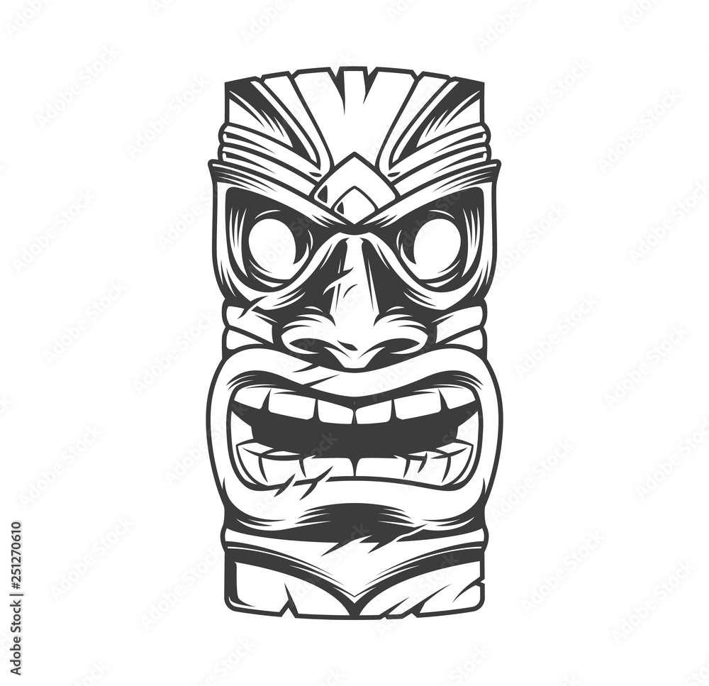 Vector de Stock Hawaiian traditional tribal tiki mask | Adobe Stock, image size:1000x967
