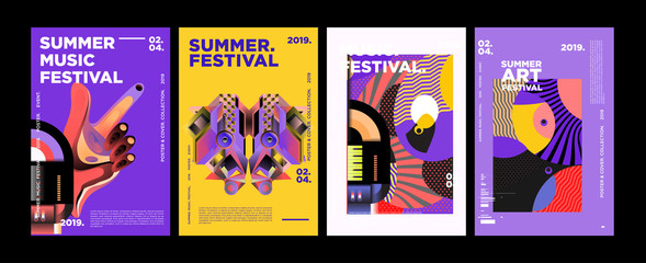 Poster - Summer Colorful Art and Music Festival Poster and Cover Template for Event, Magazine, and Web Banner.