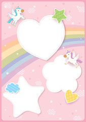 Unicorn with rainbow pink background