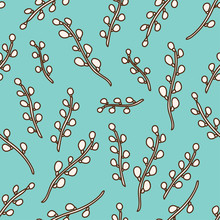 Seamless Pattern With Willow Branches. Can Be Used For Wallpaper, Pattern Fills, Web Page Background, Postcards.