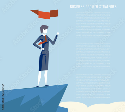 Cuadros en Lienzo Business triumph woman top flag point goal achievement businesswoman character s