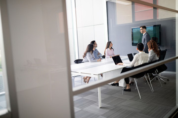 Wall Mural - group of architects and business people working together