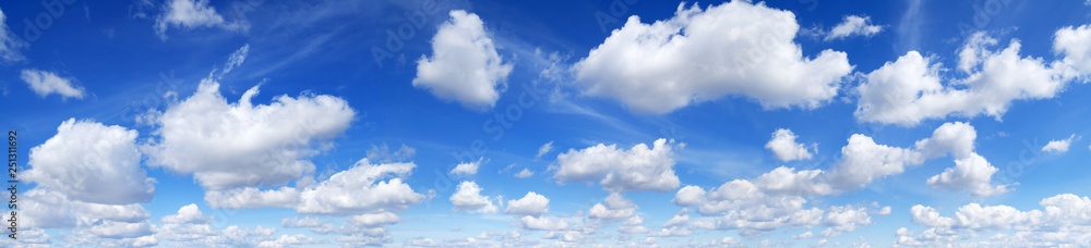 Panorama - Blue sky and white clouds - obrazy, fototapety, plakaty 