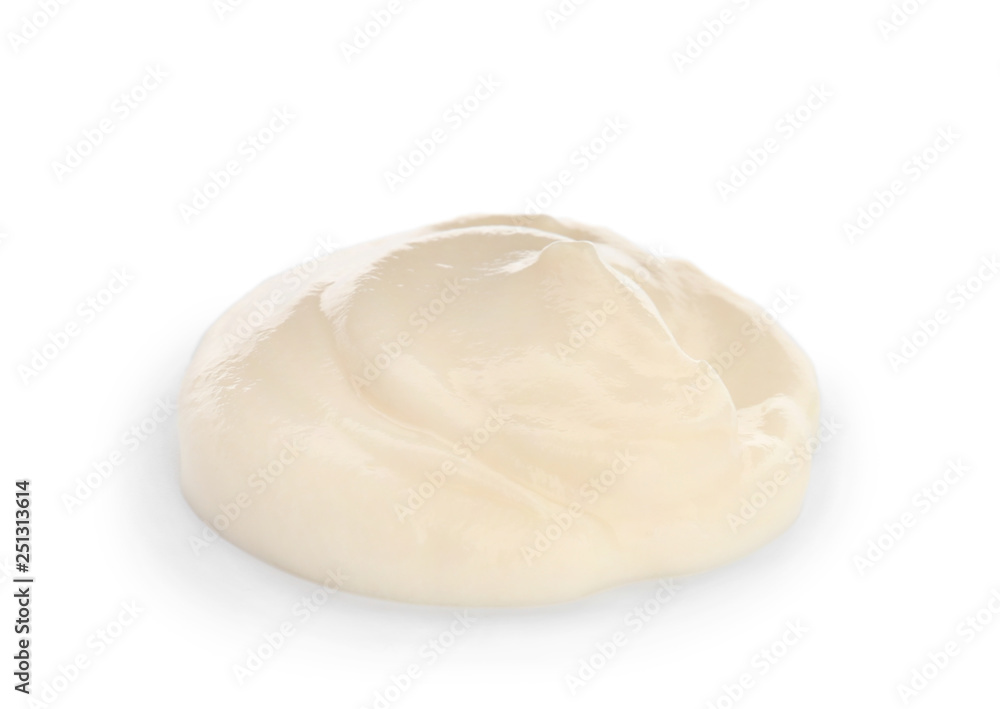 Tasty yogurt on white background