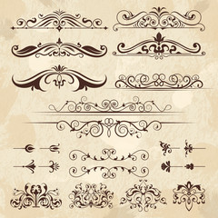 Wall Mural - vintage frame elements. calligraphy borders and corners filigree classic retro vector design templat