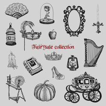 Fairytale Collection. A Set Of Magic Items. Vector Graphic Illustration