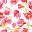 Seamless pattern with red flowers. Floral seamless background. 