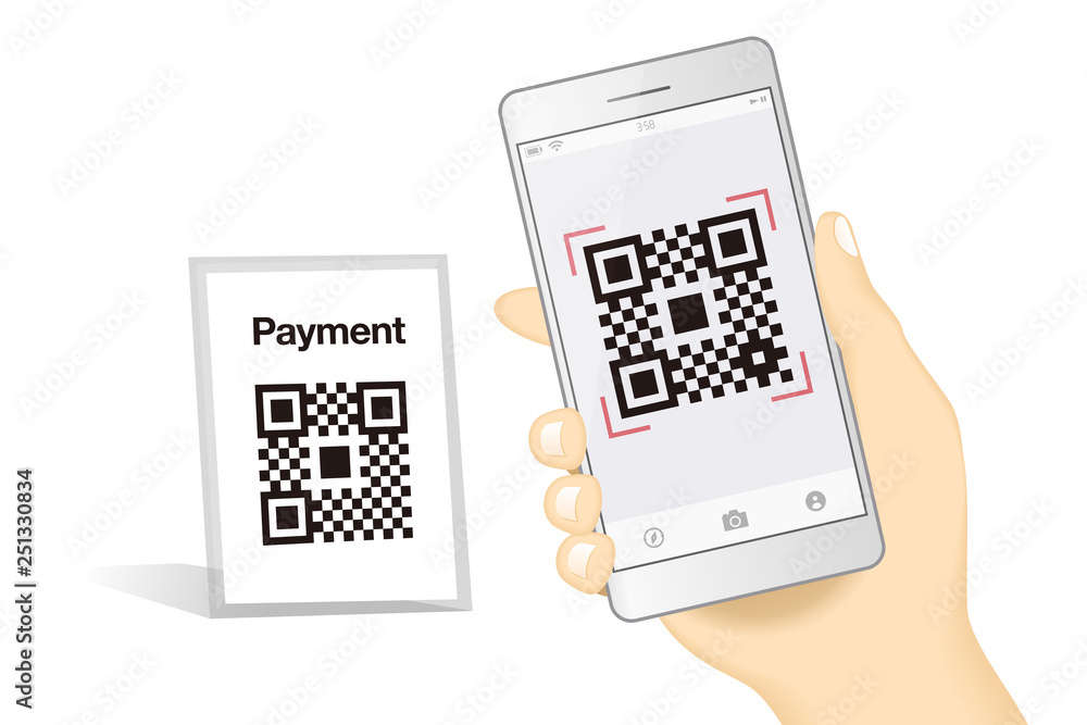 スマホ決済qrアプリのスマートフォンを持つ手イメージイラスト素材 Buy This Stock Vector And Explore Similar Vectors At Adobe Stock Adobe Stock
