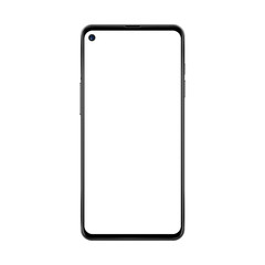 Wall Mural - black realistic and trendy no frame smartphone with blank white screen and separated camera isolated