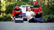 © motortion - Ambulance crew help man suffering from pain in chest, heart problems or asthma