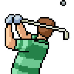 Sticker - vector pixel art golf swing