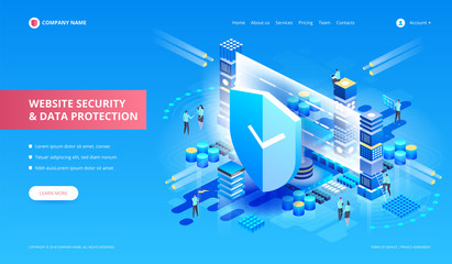 Wall Mural - website security and data protection. vector isometric illustration