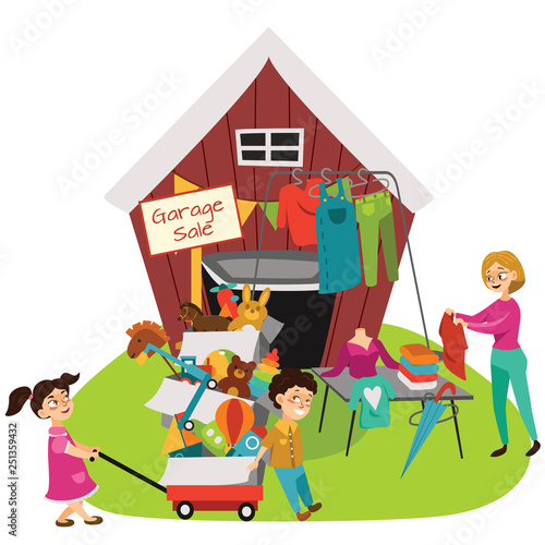 Garage Sale Sellers Sell Old Goods Low Price Clearing House