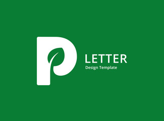 Letter P eco leaves logo icon design template elements