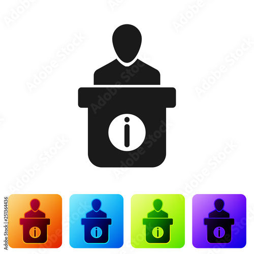 Information Desk Icon Isolated On White Background Man Silhouette