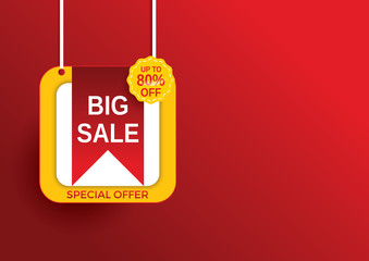 Wall Mural - Sale banner template design, Big sale special offer with red background