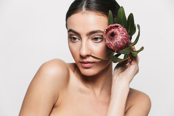 Beauty portrait of a young healthy attractive brunette woman