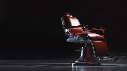 Barbershop chair in interior background concept.