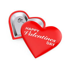 Aufkleber - Red Heart Pin Badges with Happy Valentines Day Sign. 3d Rendering