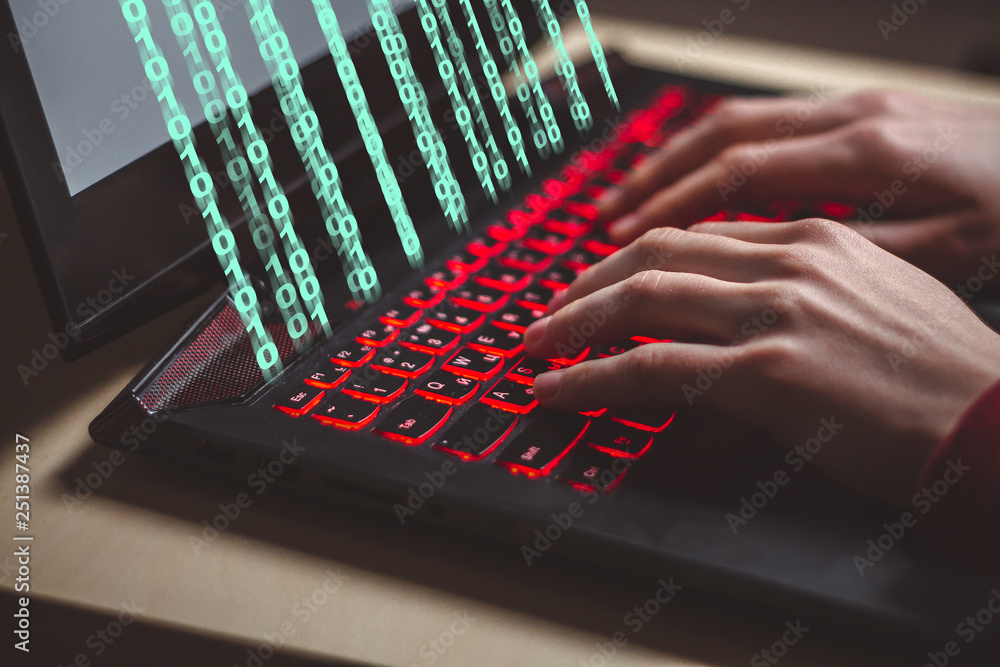 Hacker works and breaks into personal data and infects system with a ...