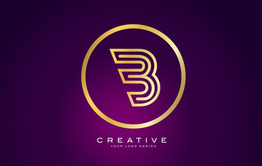 B Letter Gold Logo Design. Modern B Icon With Creative Golden Beautiful Monogram Design.