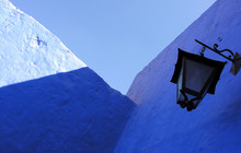 Blue Wall Against Blue Sky In Santa Catalina Monastery, Arequipa, Peru