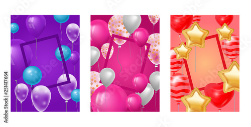 Ballooon frame vector celebrating birthday party anniversary cartoon kids hap...