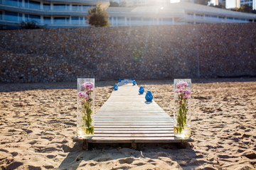 wooden path on the beach