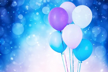 Poster - Bunch of colorful balloons on background