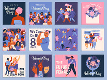 International Women S Day Set. Vector Templates For Card, Poster, Flyer And Other Users.