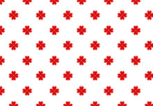 Red Four-leaf Clover On White Background Seamless Pattern For St. Patrick's Day
