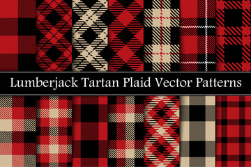 set lumberjack scottish plaid, tartan seamless pattern