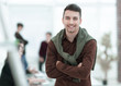 © ASDF - creative businessman on background of office