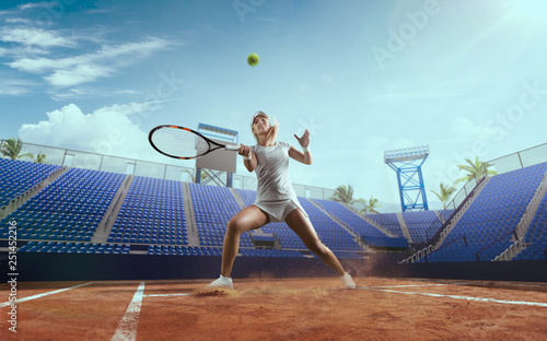 Dekoracja na wymiar  tenis-dziewczyna-na-profesjonalnym-korcie-tenisowym