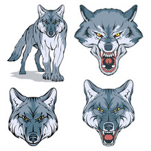 Wolf Vector Set , Vector Graphic To Design