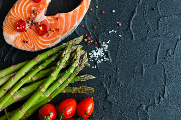 Two fresh raw salmon steaks