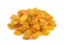 Yellow Golden Raisins Isolated On White Background
