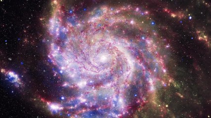 Wall Mural - Travel to spiral galaxy center rotating zoom in. Contains public domain image by Nasa